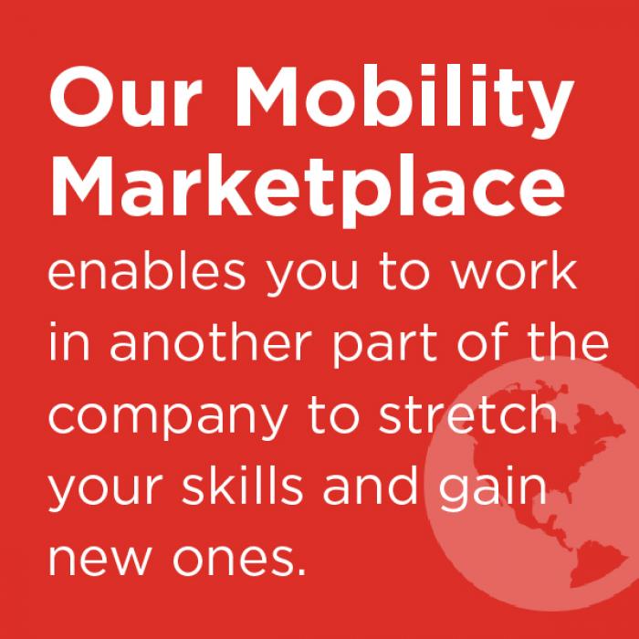 our mobility marketplace enables you to work in another part of the company to stretch your skills and gain new ones to 